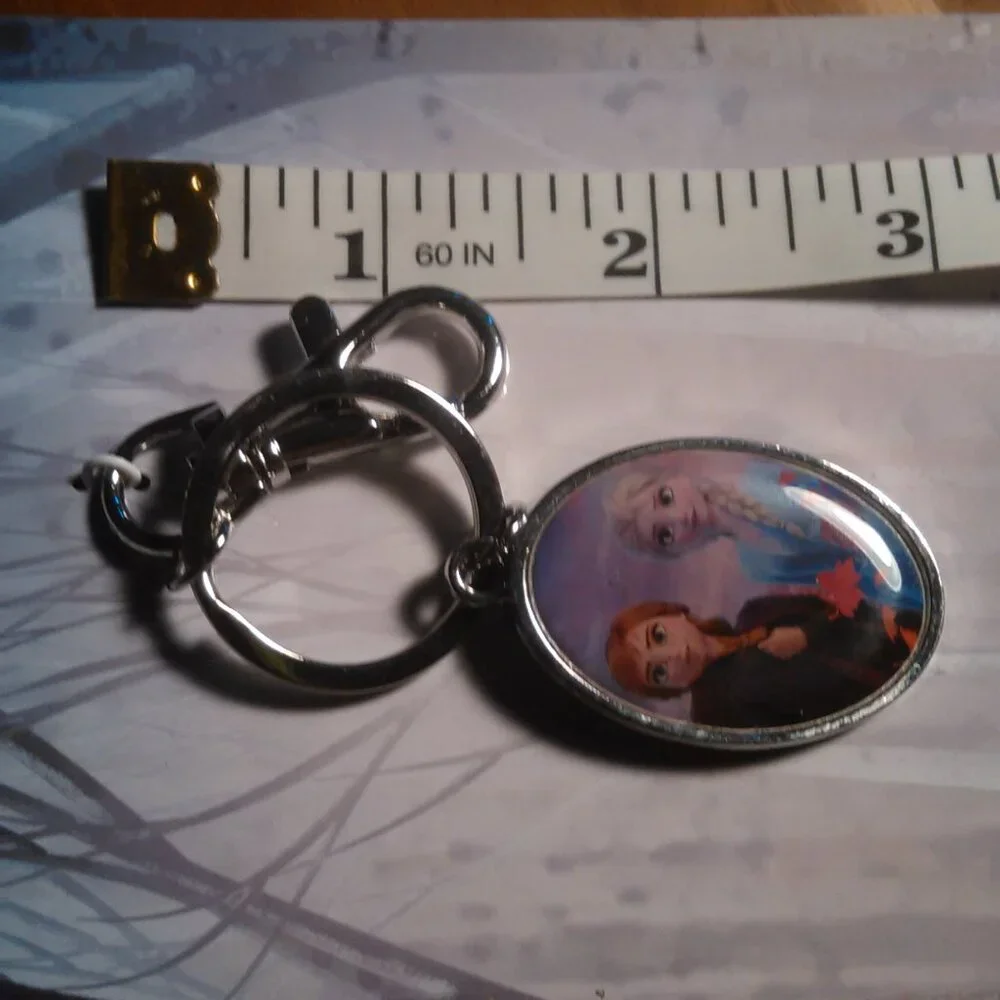 Disney Frozen Princess Anna and Elsa Stainless Steel Pendant Necklace + Keychain